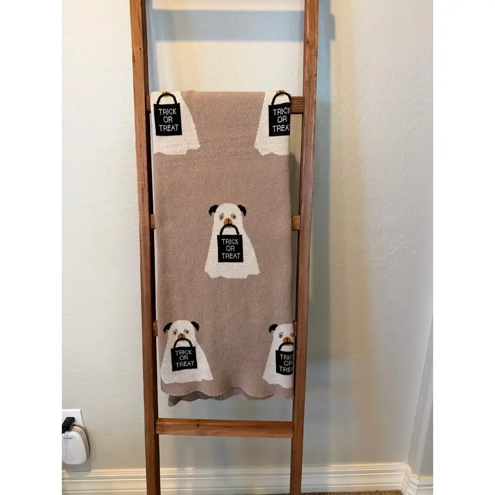 Spooky Nook Halloween Ghost Dog Throw Blanket Trick or Treat Knit Throw| 48 x 58 - Picture 3 of 5